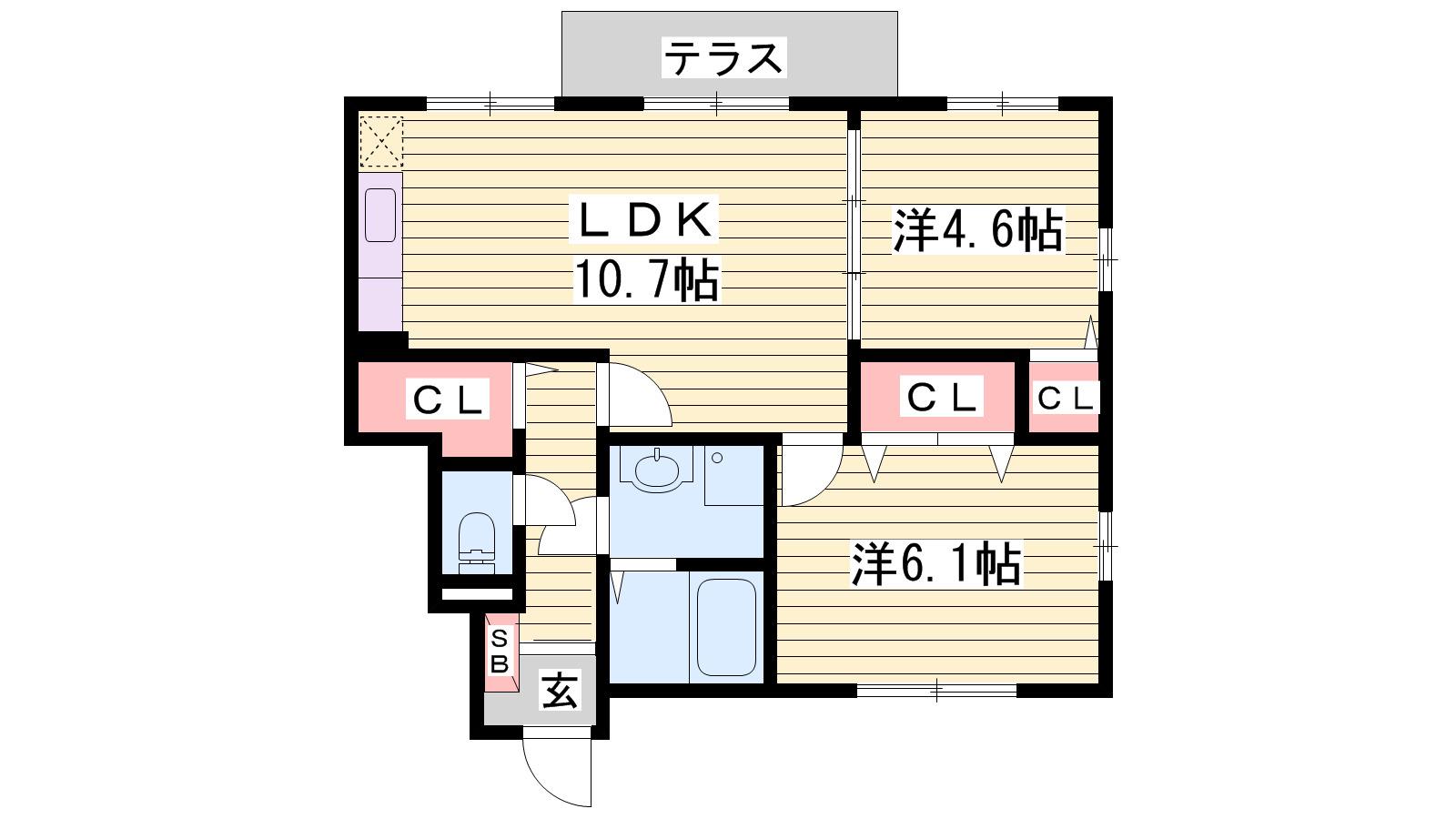 リバーサイドヴィラ東館(2LDK/1階)の間取り写真
