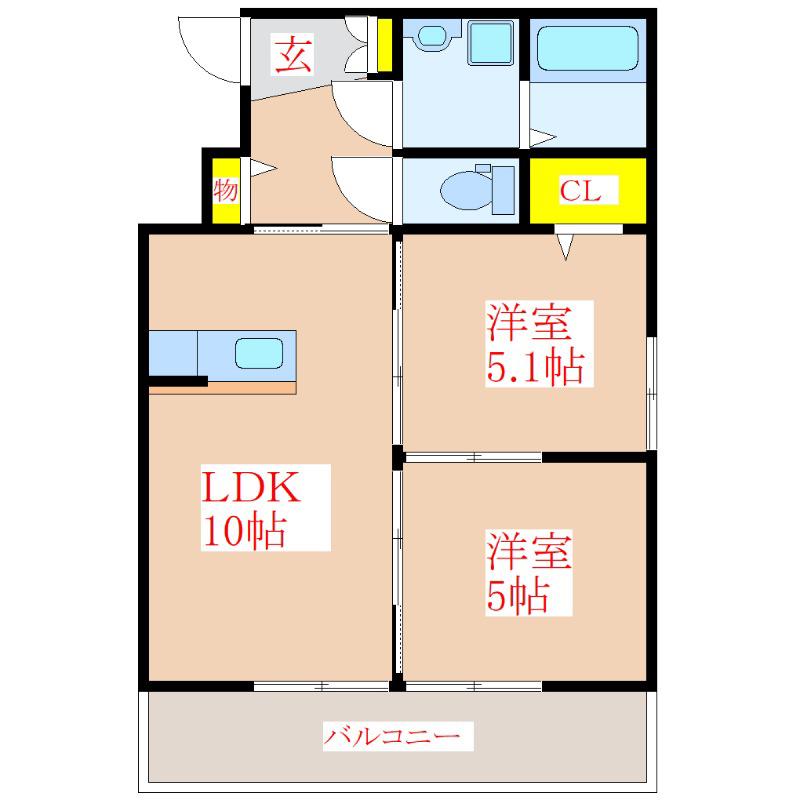 セントエリーゼ(2LDK/2階)の間取り写真