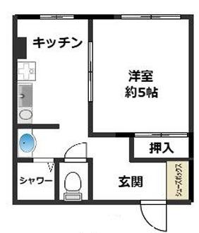 谷田ビル(1DK/3階)の間取り写真