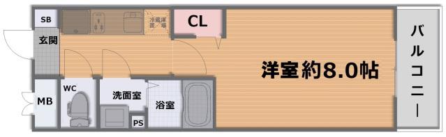グランデコート薬大前ノースII(1K/1階)の間取り写真