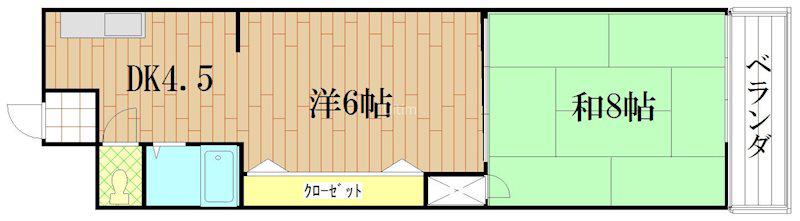 八文字屋ビル(2DK/2階)の間取り写真