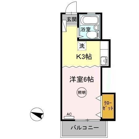 ピュアハイツ生野(1K/3階)の間取り写真
