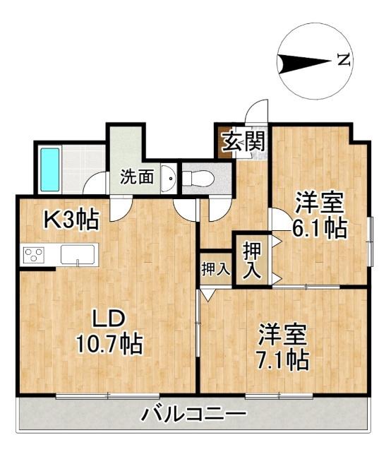 FIVESTAR(2LDK/6階)の間取り写真