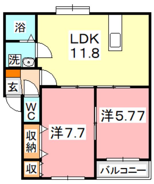 オアシス参番館(2LDK/2階)の間取り写真