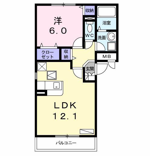 さくらアパートメントA(1LDK/2階)の間取り写真
