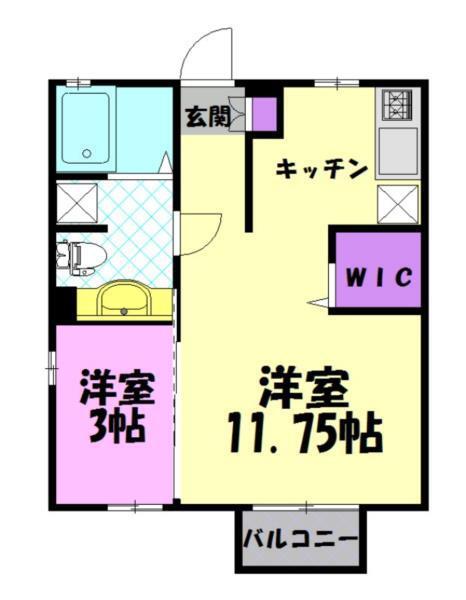 リヴェール(1LDK/1階)の間取り写真