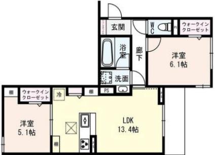 クラシスト深江北(2LDK/3階)の間取り写真