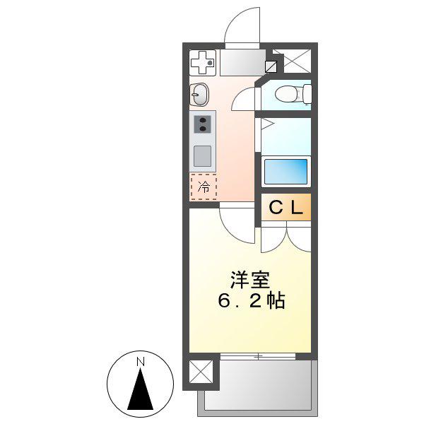 パルティール城西(1K/8階)の間取り写真