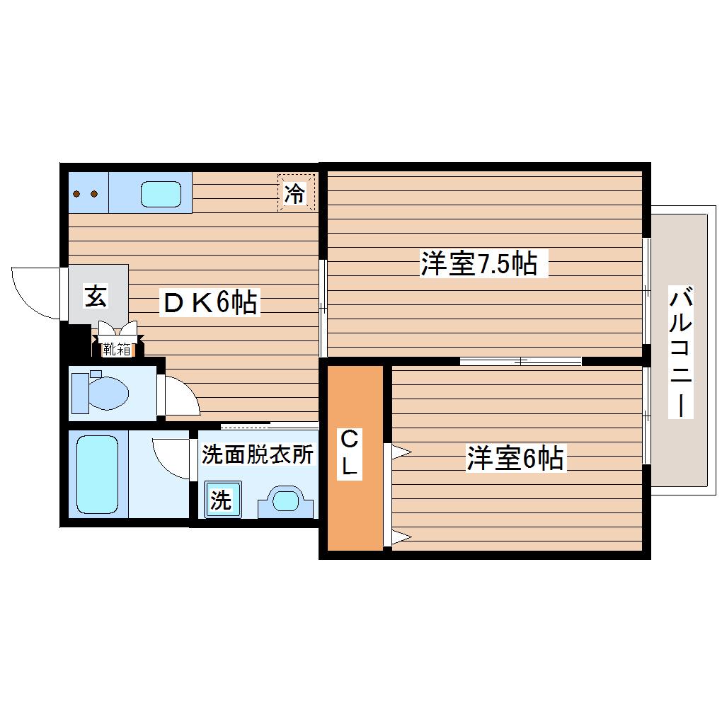 アルファ上余田VI(2DK/2階)の間取り写真