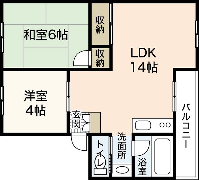 木本レジデンスB棟(2LDK/3階)の間取り写真