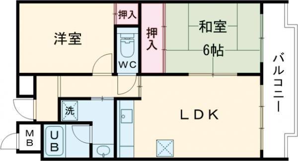 ライオンズマンション泉南樽井第2(2LDK/3階)の間取り写真