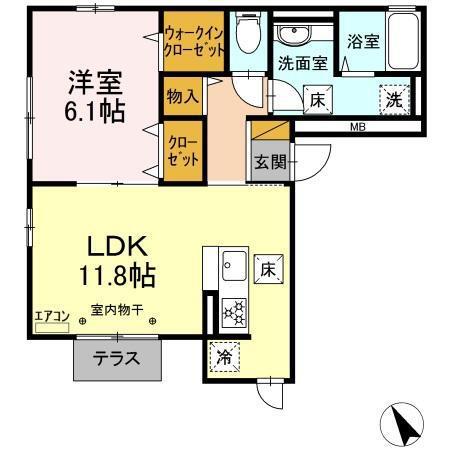 レクエルド広尾(1LDK/1階)の間取り写真