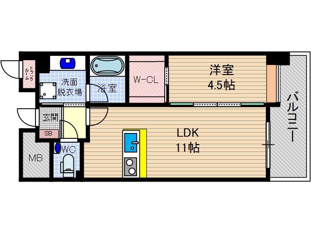 ヴェルドゥール南茨木(1LDK/2階)の間取り写真