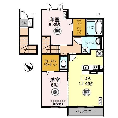 ラ・ピーノ 6(2LDK/2階)の間取り写真