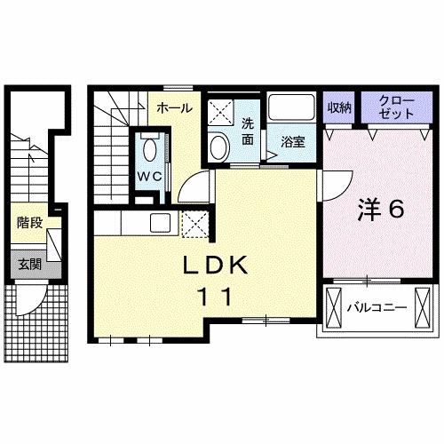 アビタシオン寅新田(1LDK/2階)の間取り写真