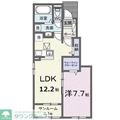 トレスト府中(1LDK/1階)の間取り写真