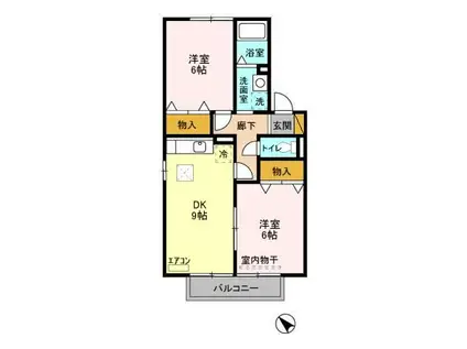 アルカディア VVI(2DK/1階)の間取り写真