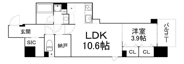 アーバネックス堺筋本町(2LDK/3階)の間取り写真