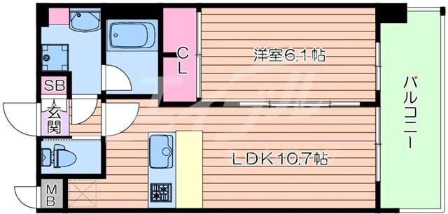 PHOERME城北公園(1LDK/10階)の間取り写真
