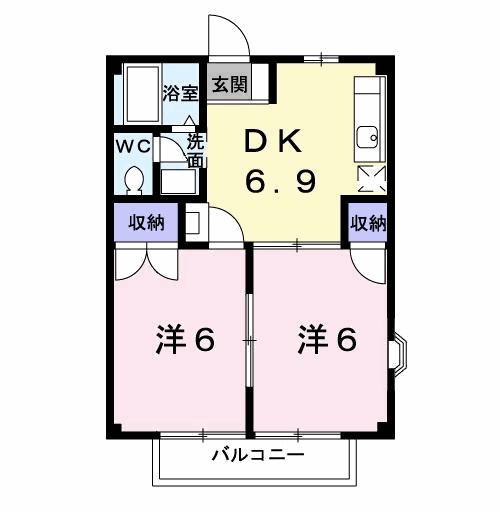 ニューシティともえIII(2DK/1階)の間取り写真