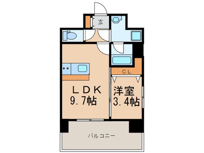 プレベール平尾駅前(1LDK/9階)の間取り写真