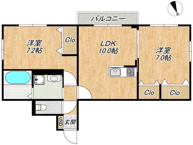 CENTRAL VILLA K(2LDK/3階)の間取り写真