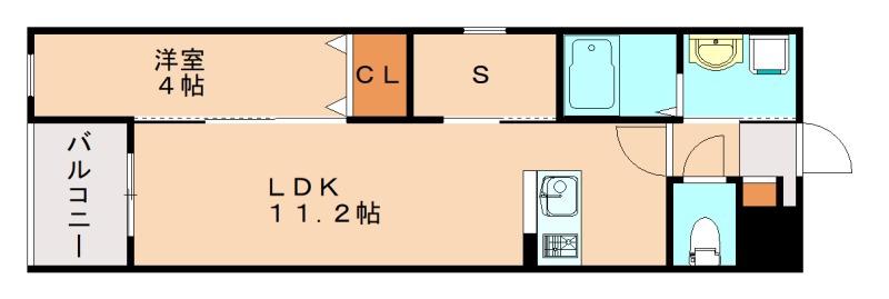 CUBE SUCRE内橋(1LDK/5階)の間取り写真
