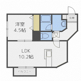 オルセー環状通東(1LDK/3階)の間取り写真