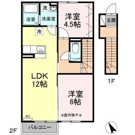 クリサンス 参番館(2LDK/2階)の間取り写真