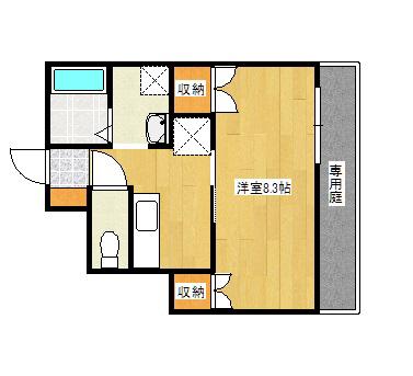RELUXIA 北棟(1K/1階)の間取り写真