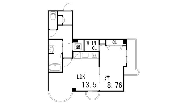 チェリービュウ芦屋川(1LDK/2階)の間取り写真