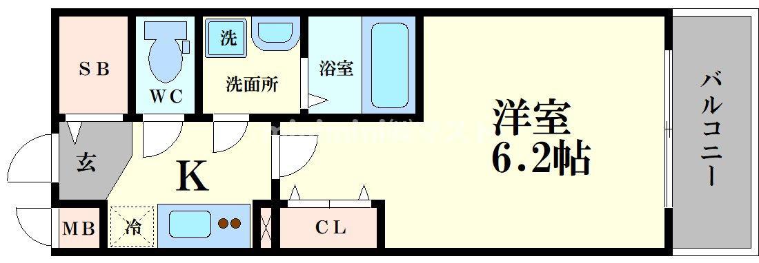 LUXE海老江II(1K/8階)の間取り写真
