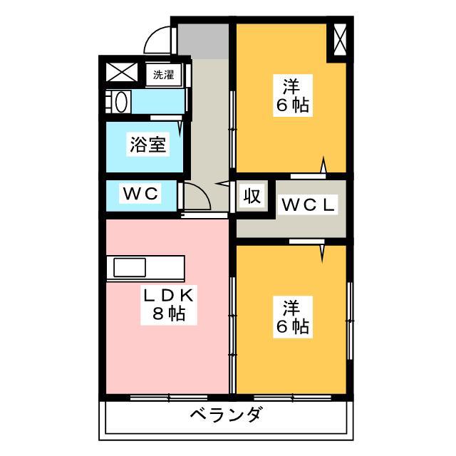 栗真MSビル(2DK/9階)の間取り写真