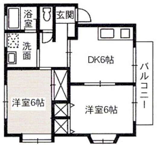 コーポラス悠美(2DK/2階)の間取り写真