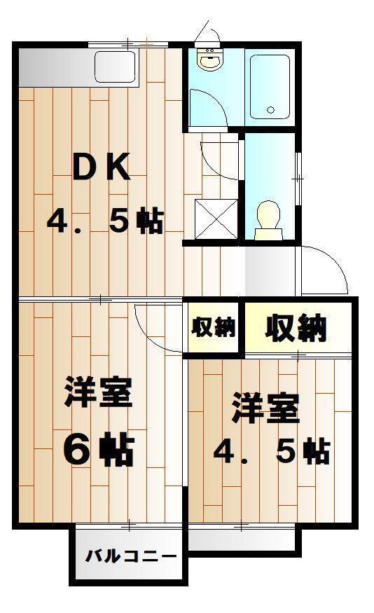 田喜野井ホームズエイト(2DK/2階)の間取り写真