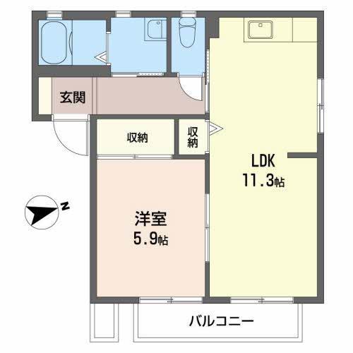 バリュージュ王子 A・B棟(1LDK/2階)の間取り写真
