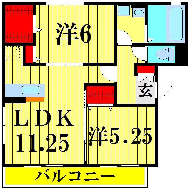 シーガルII(2LDK/3階)の間取り写真