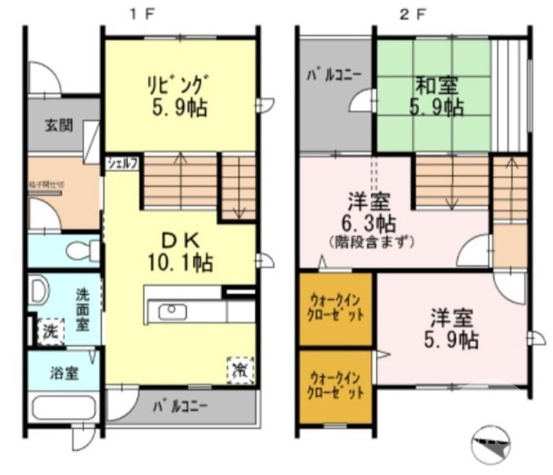 グランドゥールII(3LDK/1階)の間取り写真