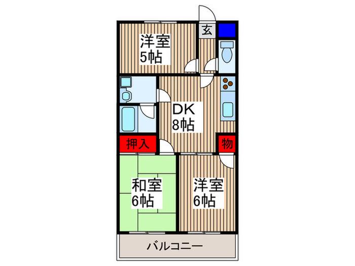 エシール所沢2号館(3DK/4階)の間取り写真