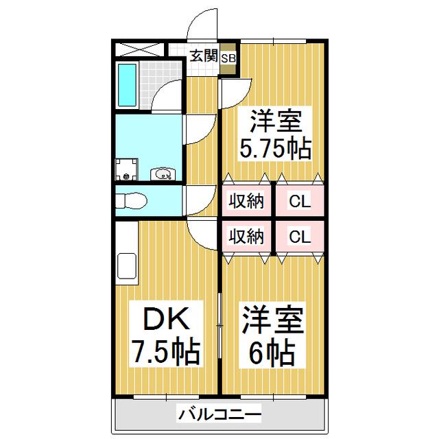 エトワールコスモ(2DK/2階)の間取り写真
