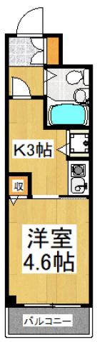 ヘリオス378立川(1K/2階)の間取り写真