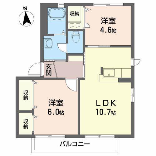 フォワード松本B(2LDK/1階)の間取り写真