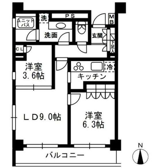 レジディア中落合C(2LDK/7階)の間取り写真