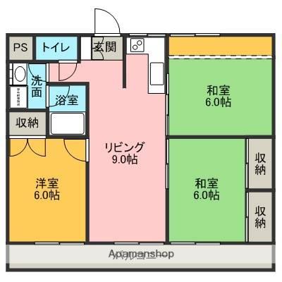 カーサカリエンテ(3DK/2階)の間取り写真