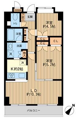 プリヴェ根岸(2LDK/5階)の間取り写真