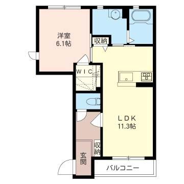  フェアリーテイル(1LDK/1階)の間取り写真