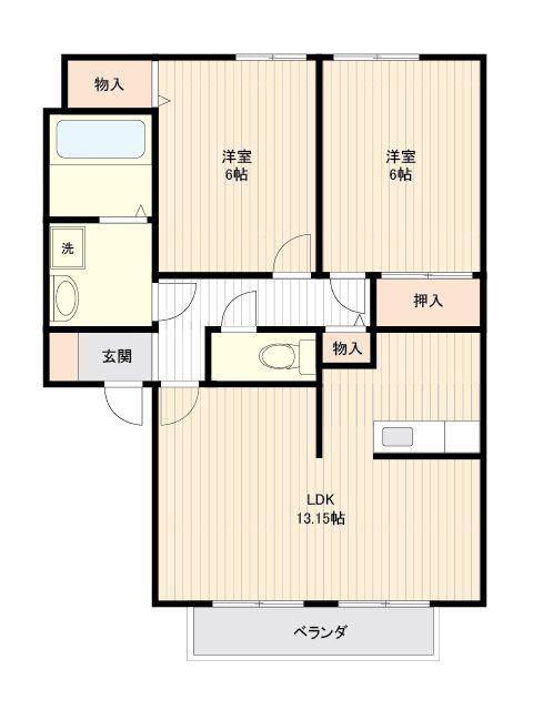 ランドベアー21(2LDK/2階)の間取り写真