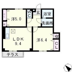 エスポアガーデン(2LDK/1階)の間取り写真