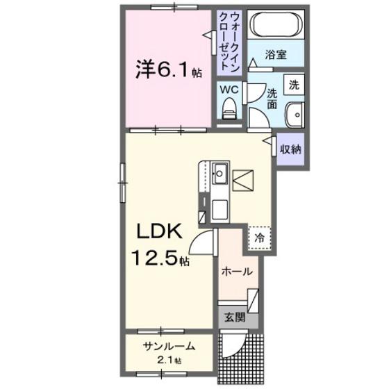 ゴラッソ(1LDK/1階)の間取り写真