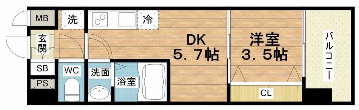 アプリーレ阿波座南(1DK/9階)の間取り写真